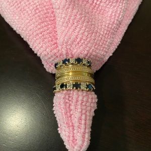 Three ring set gold, diamonds, sapphires EUC